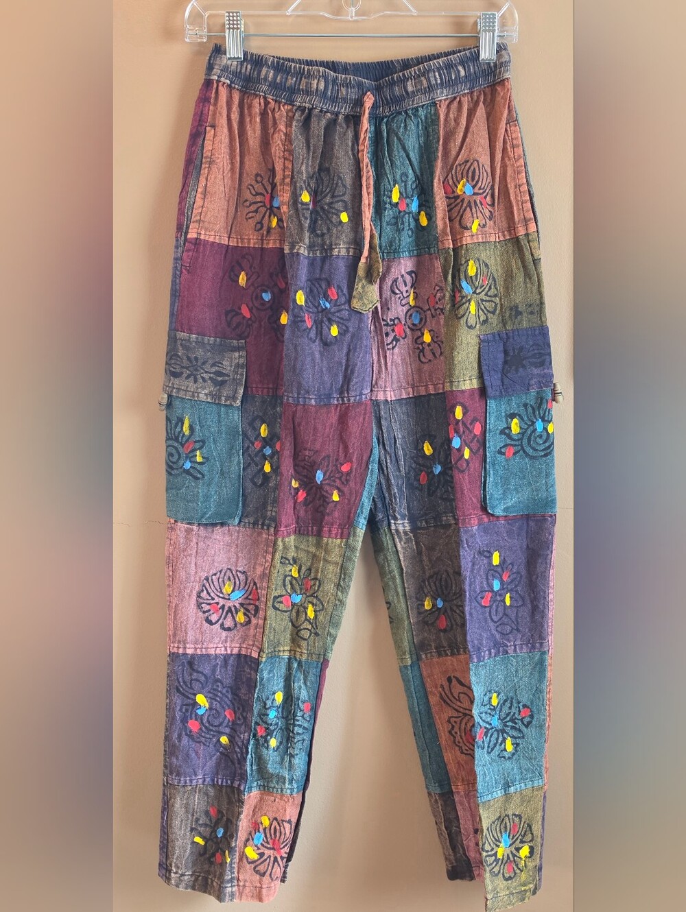 Rhea Costa Patchwork Multicolor Straight-Leg Pants